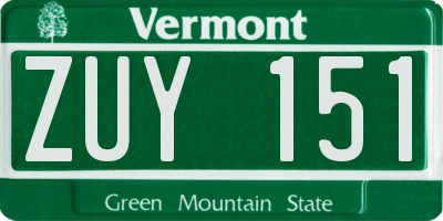 VT license plate ZUY151