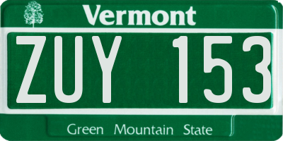 VT license plate ZUY153