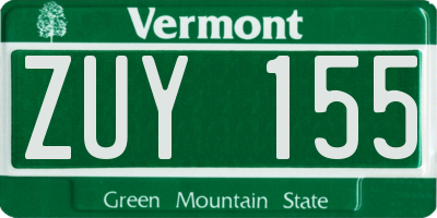 VT license plate ZUY155