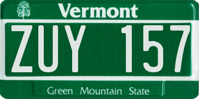 VT license plate ZUY157