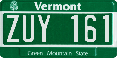 VT license plate ZUY161