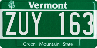 VT license plate ZUY163