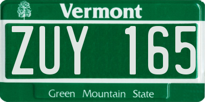 VT license plate ZUY165