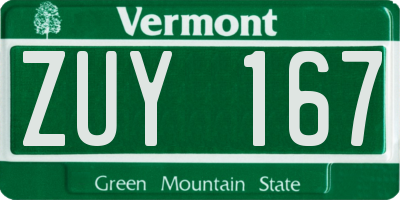 VT license plate ZUY167