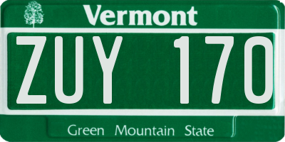 VT license plate ZUY170