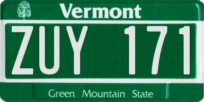 VT license plate ZUY171