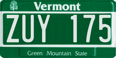 VT license plate ZUY175