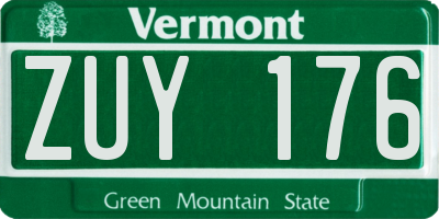 VT license plate ZUY176