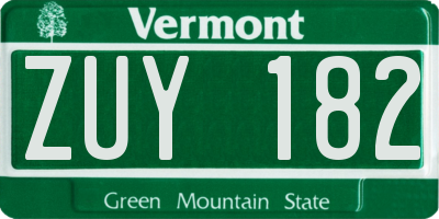 VT license plate ZUY182