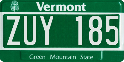 VT license plate ZUY185