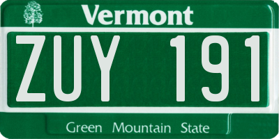 VT license plate ZUY191