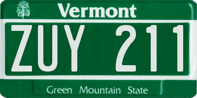 VT license plate ZUY211