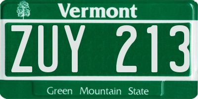 VT license plate ZUY213