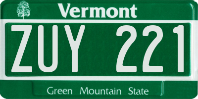 VT license plate ZUY221