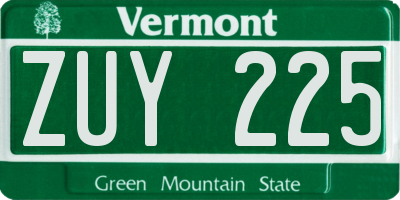 VT license plate ZUY225
