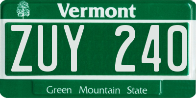 VT license plate ZUY240