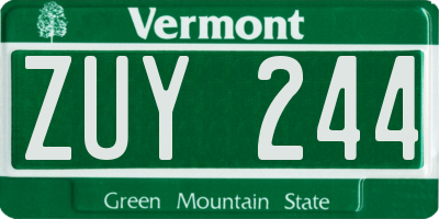VT license plate ZUY244