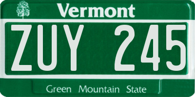 VT license plate ZUY245