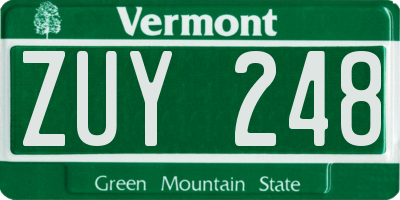 VT license plate ZUY248
