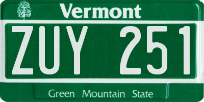 VT license plate ZUY251