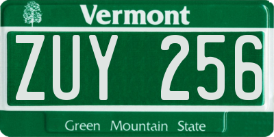 VT license plate ZUY256