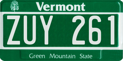 VT license plate ZUY261
