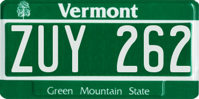 VT license plate ZUY262