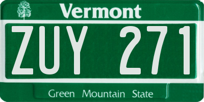 VT license plate ZUY271