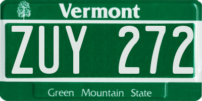 VT license plate ZUY272