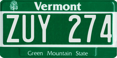 VT license plate ZUY274