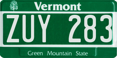 VT license plate ZUY283