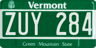 VT license plate ZUY284