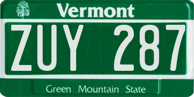 VT license plate ZUY287