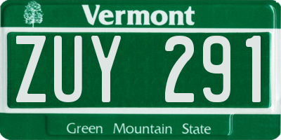 VT license plate ZUY291