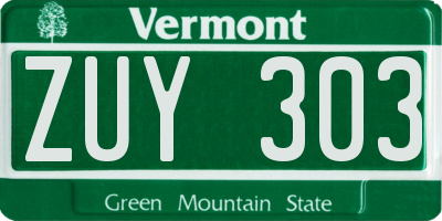 VT license plate ZUY303