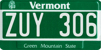 VT license plate ZUY306