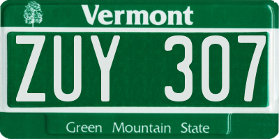 VT license plate ZUY307