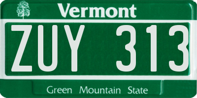 VT license plate ZUY313