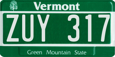 VT license plate ZUY317