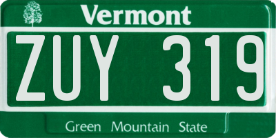 VT license plate ZUY319