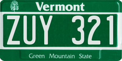 VT license plate ZUY321