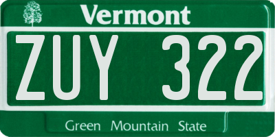 VT license plate ZUY322