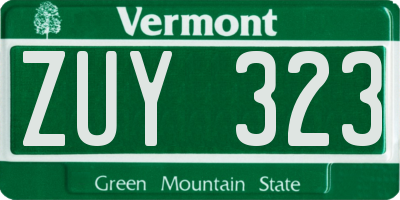 VT license plate ZUY323