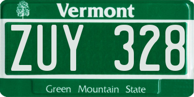 VT license plate ZUY328