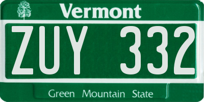 VT license plate ZUY332