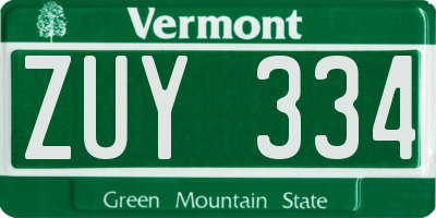 VT license plate ZUY334