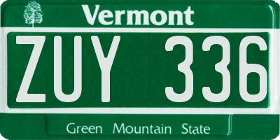 VT license plate ZUY336