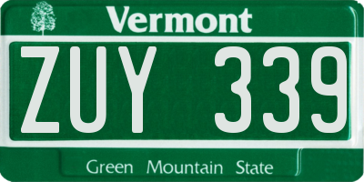 VT license plate ZUY339