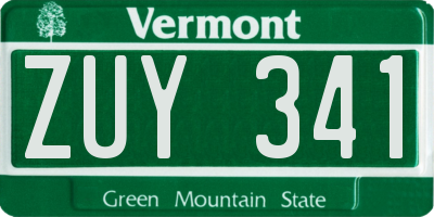 VT license plate ZUY341