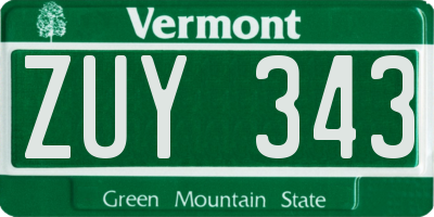 VT license plate ZUY343